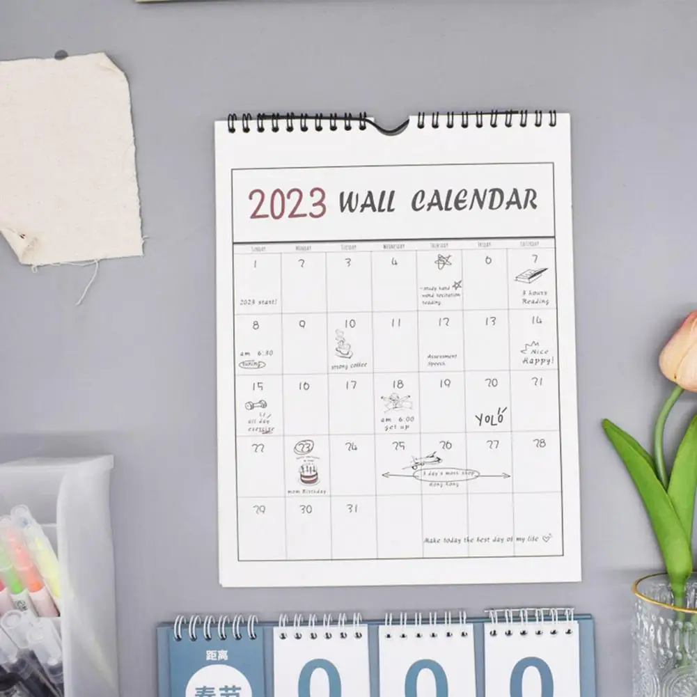 Calendario de pared sencillo para el hogar, planificador de notas para colgar en la pared, 2023
