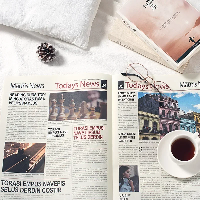 2 In 1 Ins Style Newspaper Fallow Photography Props Clothes Handbag Hat Footwear Photograph Shoot Background