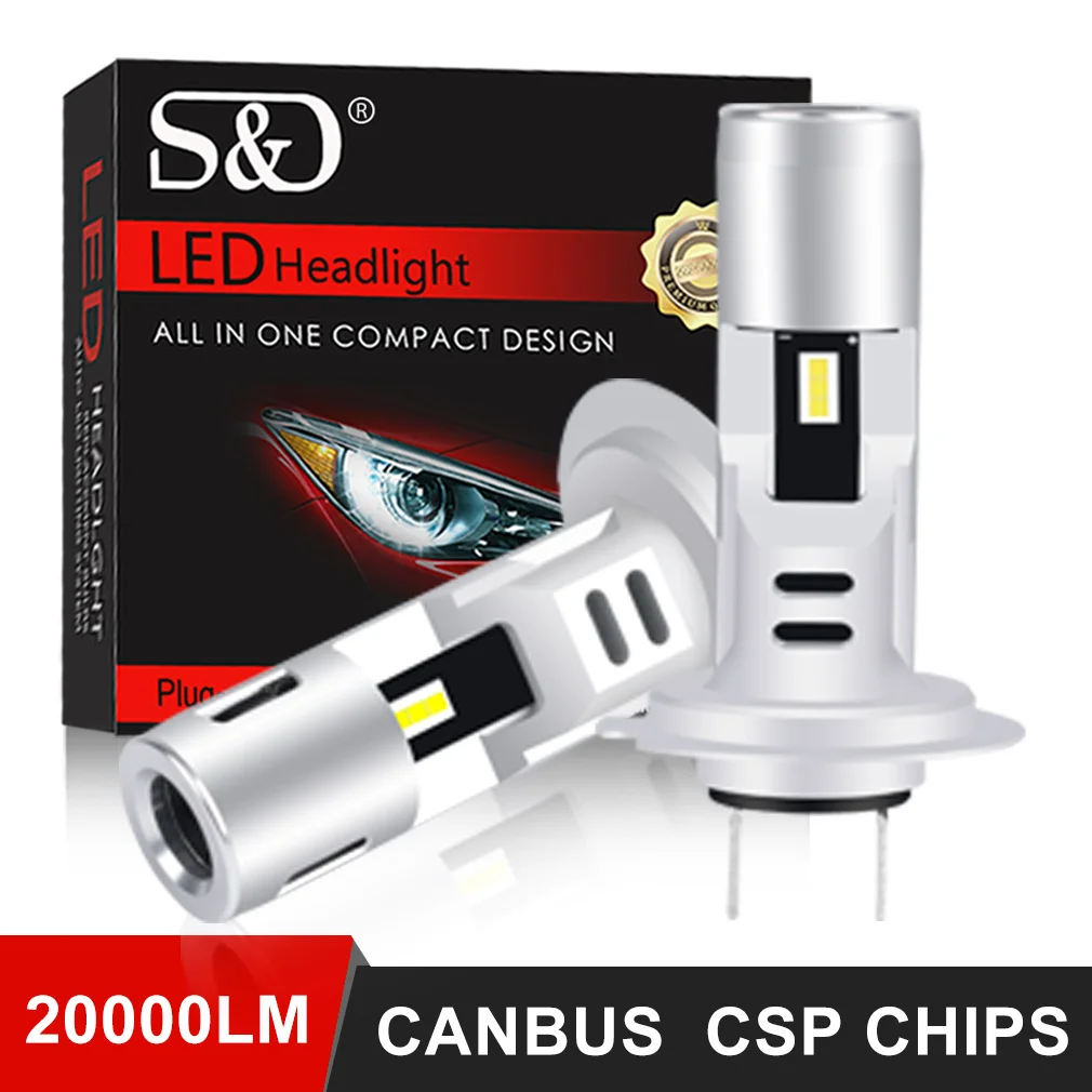 

2Pcs CSP H7 Led Healight Bulb 20000LM Super Bright Car Fog Lights Day Driving Running Light 12V 24V 6000K White