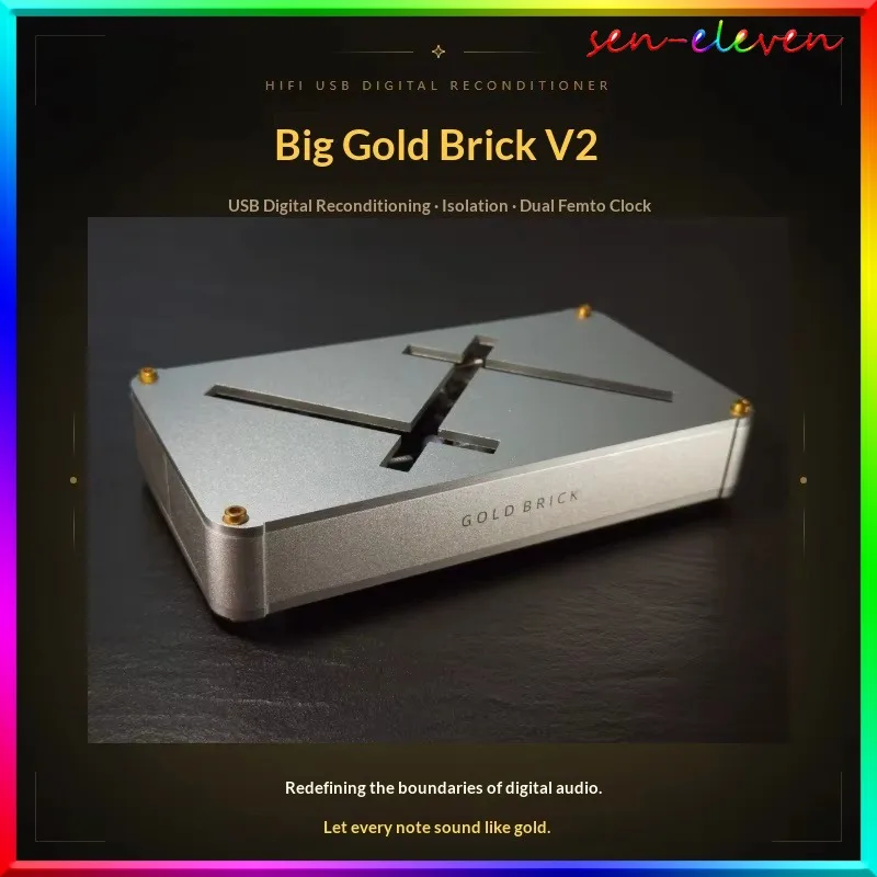 Gold Brick V2 480M USB Audio Isolator HiFi DAC Dual Femto Clock Data Re-timing, Ground Loop Noise Eliminator, Signal Cleaner