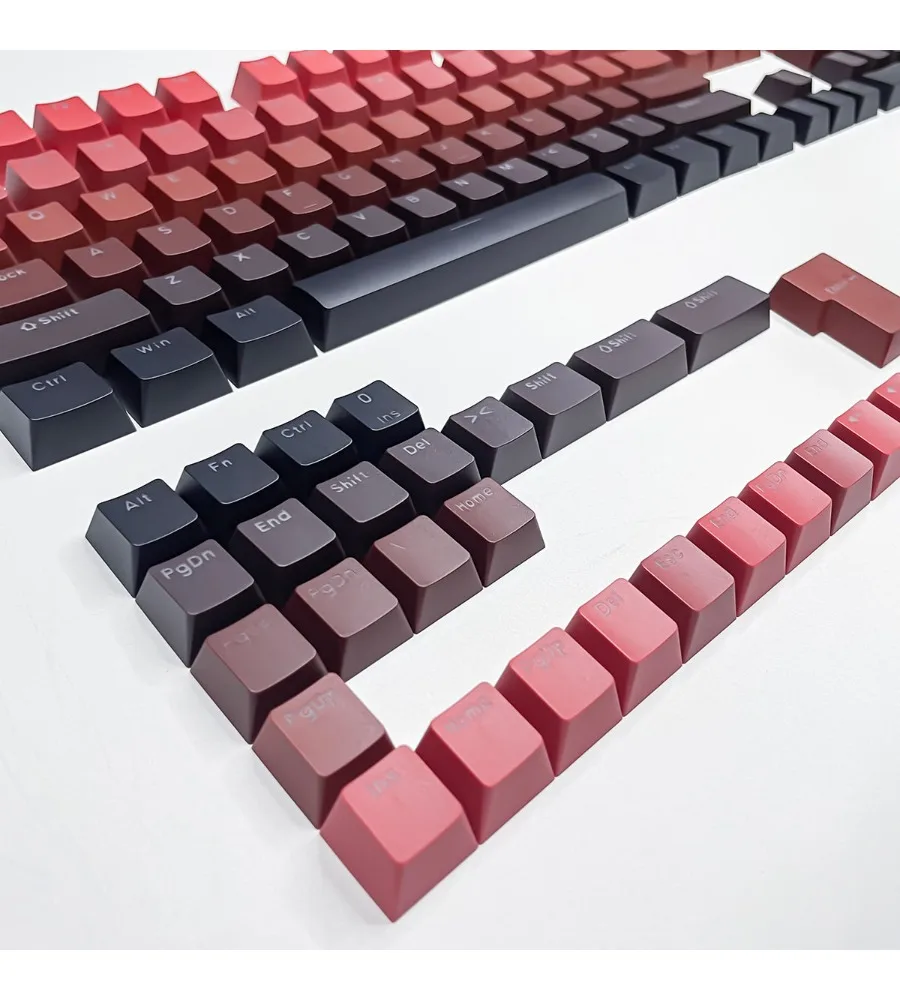 Positive gradual change OEM height character light transmission red to black gradual change keycap mechanical keyboard keycaps