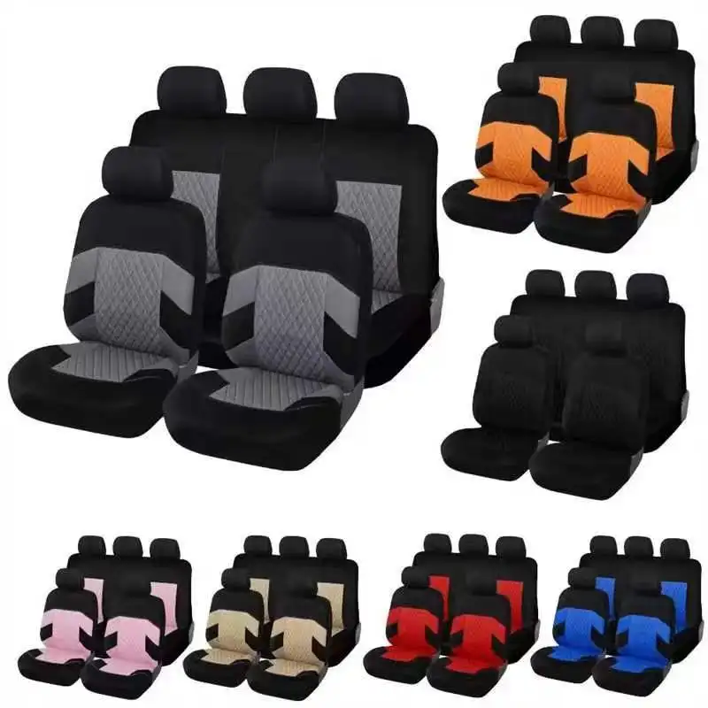 

Tire Track Pressing Car Seat Covers Universal Cloth Car SUV Van Automotive Interior Covers Airbag Compatibe