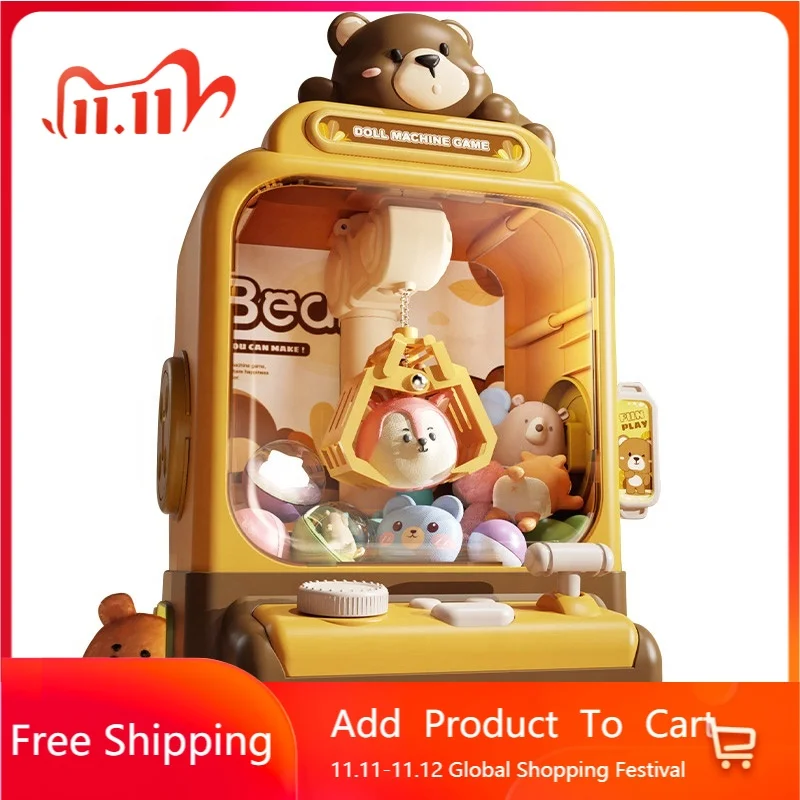 

STLF Customizable Children Mini Electric Clawing Doll Machine Coin Doll Twist Machine Toy Electronic Arcade Game Machine for