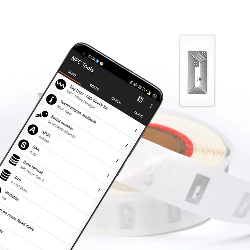 Imagen 2 del producto Etiqueta de Chip NFC de 13,56 MHz para todos los teléfonos, etiqueta Rfid en blanco programable, pegatina Universal 213, envío directo, 50/100 Uds.