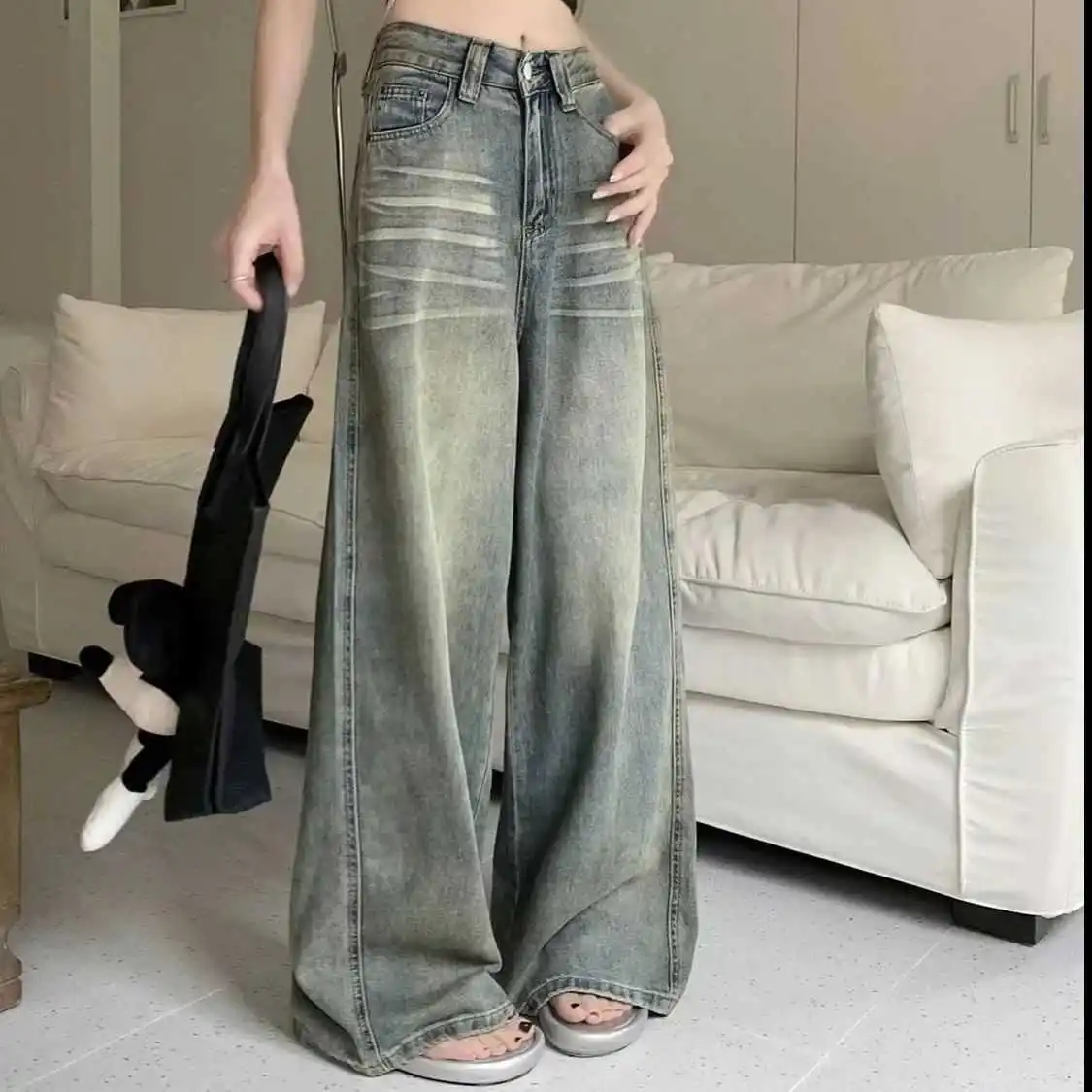 

Vintage HighWaisted WideLeg Jeans LooseFit Slimming Women's Faion Trousers Autumn 2025 Collection Ladies Premium Clothing