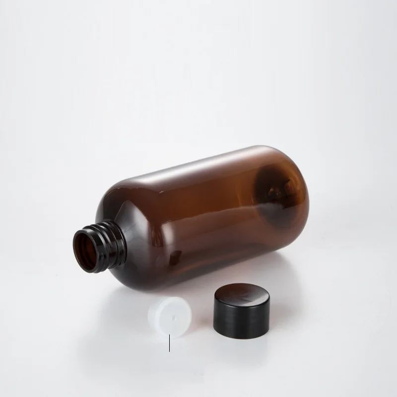 10Pcs/Lot Amber PET Bottle Brown Color Bottle Flat Shoulder Plastic Bottle Cosmetic Packaging Bottle With Screw Cap / Plug