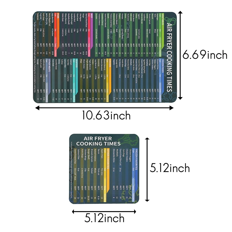 AD-Accessories Cooking Time, Air Fryer Diagram Magnet Plate-Quick Reference Guide For Cooking And Frying