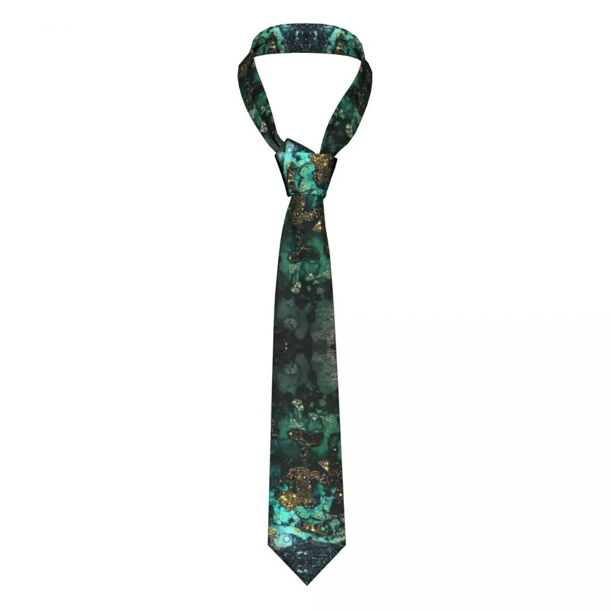 Gold Indigo Malachite Marble Men Women Necktie Silk Polyester 8 cm Classic Marbled Texture Neck Ties Shirt Accessories