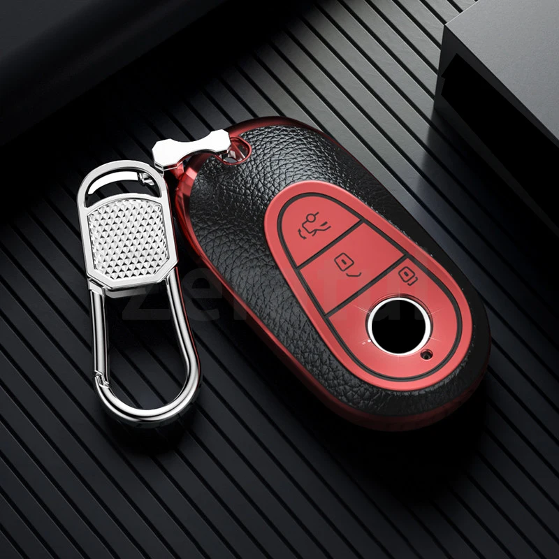 TPU Leather Car Key Case Cover Shell Fob For Mercedes Benz 2021 C /S Class W223 W206 S350L S400L S450L S500L Accessories