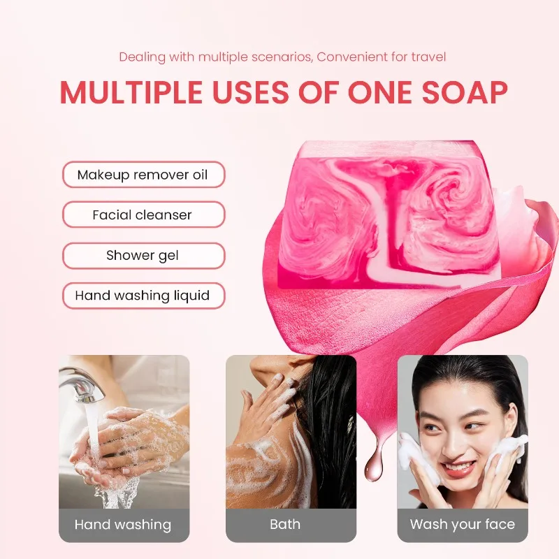 

100g Rose Essential Oil Soap, Intimate Handmade Soap, Pink Mist Soap, Body Soap