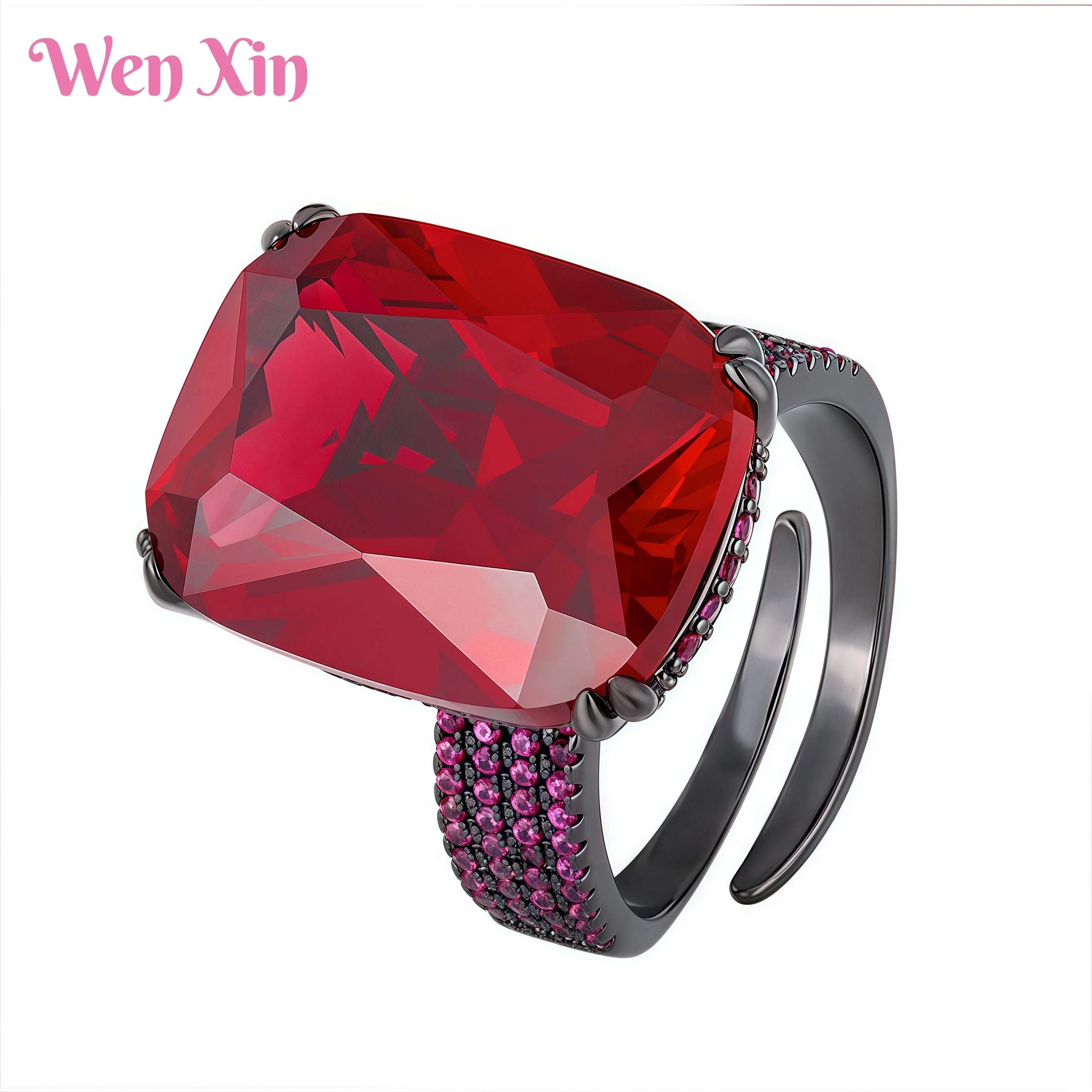 

WENXIN Brand MUSHAN MCT Classic Newest Copper Pendant Copper Bottom Gold-Plated Fashionable Red Corundum Ring For Women