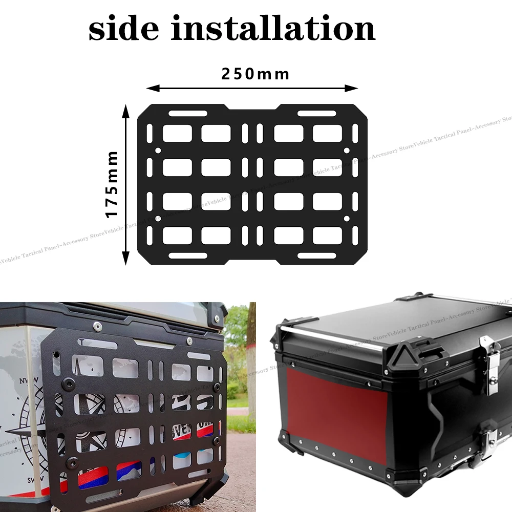 Motorcycle Top Case Molle Panel Roestvrij staal Tactische opbergdoos Universele zijdoos Modulaire organizer Snelle montage