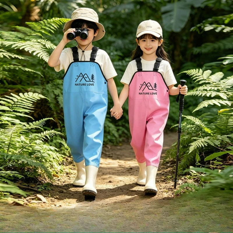 Children's One-piece Waterproof Launching Pants Overalls Sea Play Fishing Wading Clothes Kindergarten Outdoor Adventure Clothes