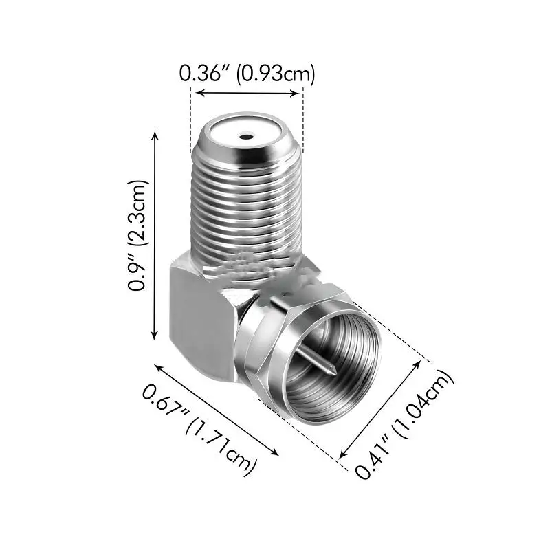 F Male to F Female 90 Degree RF Coaxial Adapter 1Pcs Right Angled Converter Waterproof for Outdoor Antenna Cable Use