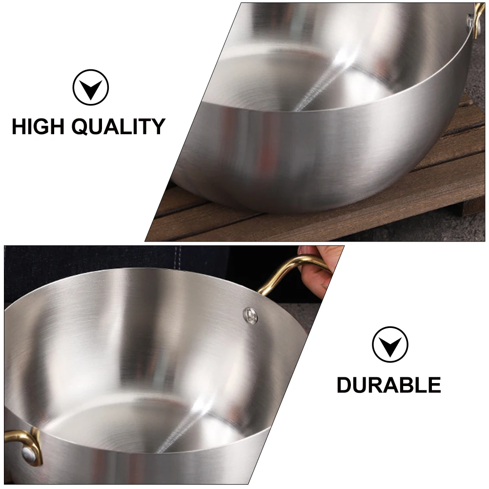 

1Pcs Stainless Steel Korean Ramen Pot Thickened Soup Pan Double Handles Instant Noodle Cooking Pot Portable