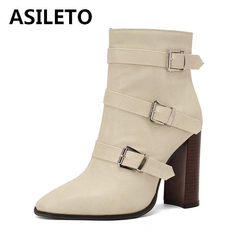

Женские Модные ботильоны ASILETO с острым носком 10 см, кожаные ботильоны большого размера US17 45 48 50, черные, красные, коричневые, серебристые