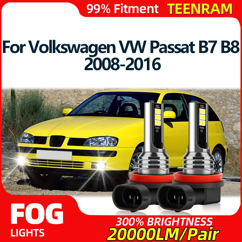 120W LED Car Fog Lights Bulbs 6000K White Fog Lamps 12V Plug And Play For Volkswagen VW Passat B7 B8 2008-2013 2014 2015 2016