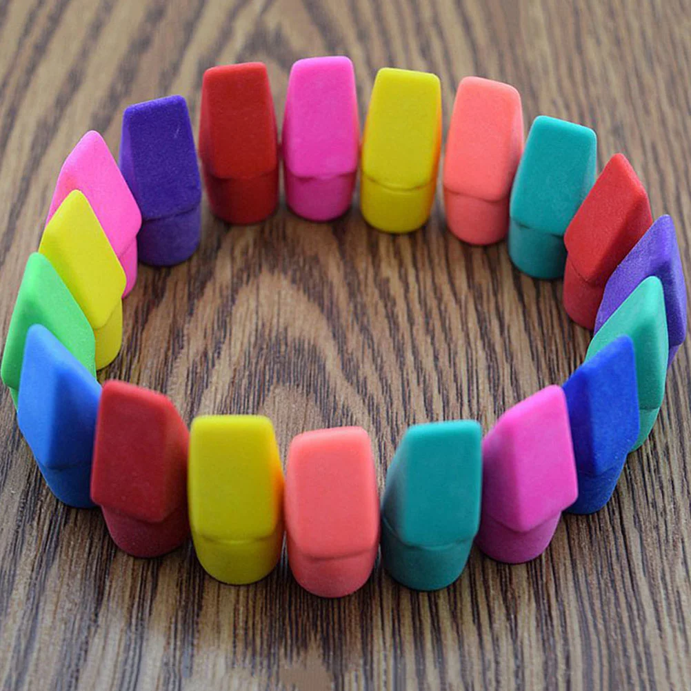 

100PCS Pencil Eraser Colorful Erasers Students Stationery Gifts (Random Color)