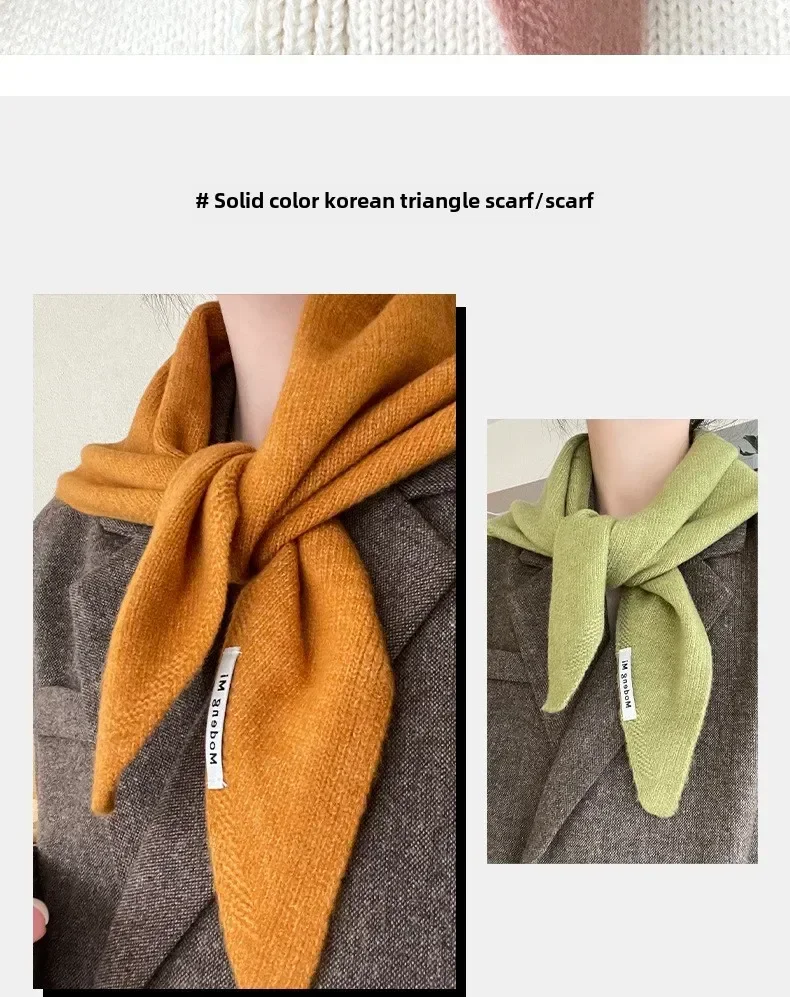 Winter Korea Gestrickte Dreieck Schal Wolle Warme Schal Schal Frauen Hals Schutz Smallscarf Kaschmir Schal – Detail 3