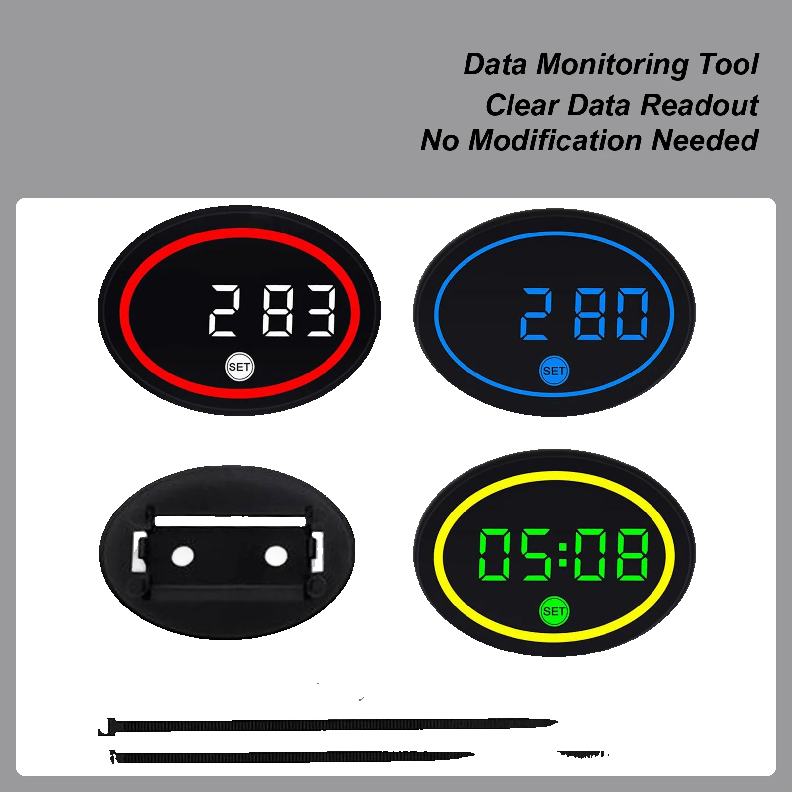 

4-in-1 Multifunctional Motorcycle Clock LED Display Time/voltage/temperature/stopwatch Waterproof Digital Clock