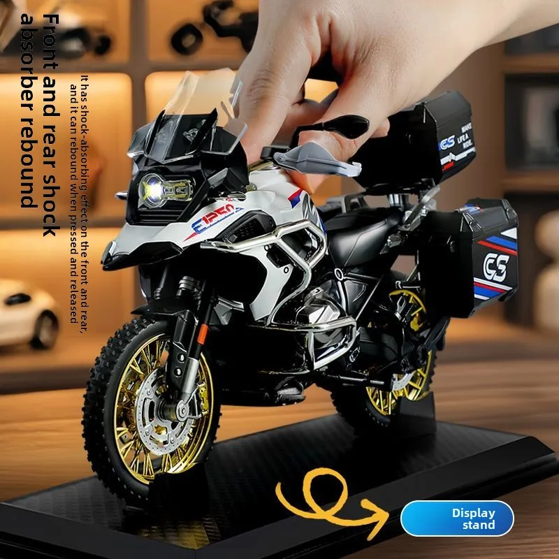 1:10 R1250 GS ADV Alloy Die Cast Motorcycle Model Toy Vehicle Collection Sound and Light Off Road Autocycle Toys Car