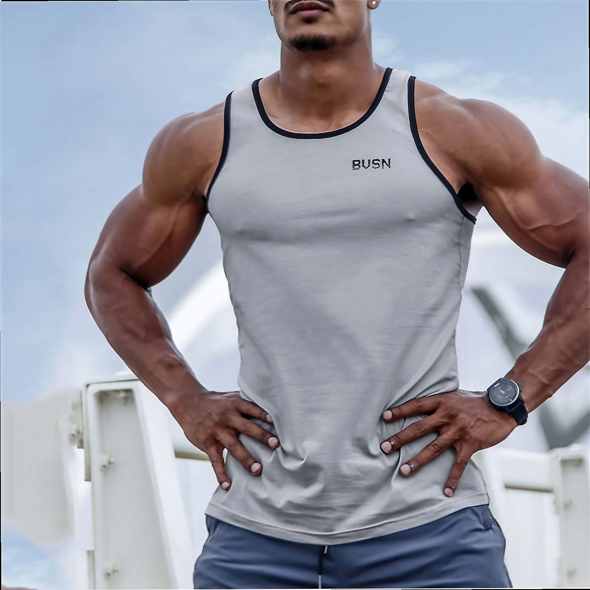 Men's Muscle Vest Summer Sleeveless Tank Top Bodybuilding Workout Gym Shirts Casual Beach Tee