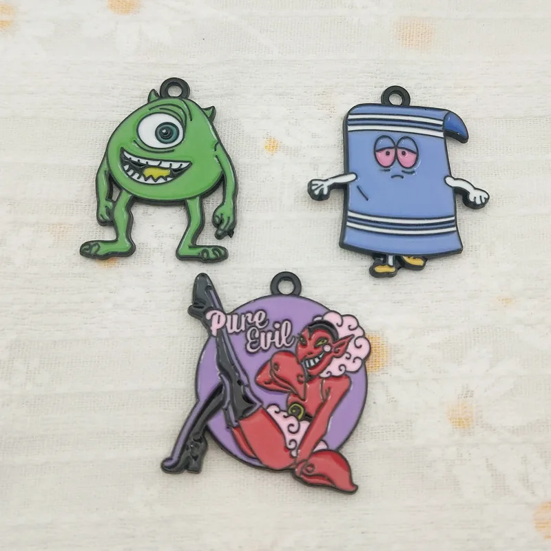 10pcs Cartoon South Ironic Decorations Cute Alloy Pendant Anime Figures DIY Creative Fashion Jewelry Accessories Gift