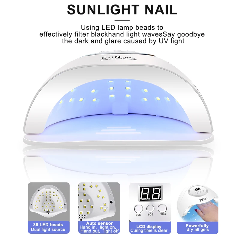 Zon X19 Max UV LED Nagellamp Voor Sneldrogende Gel Nagellak 36 LEDS Nageldroger Met Auto Sensor Professionele manicure Salon Tool