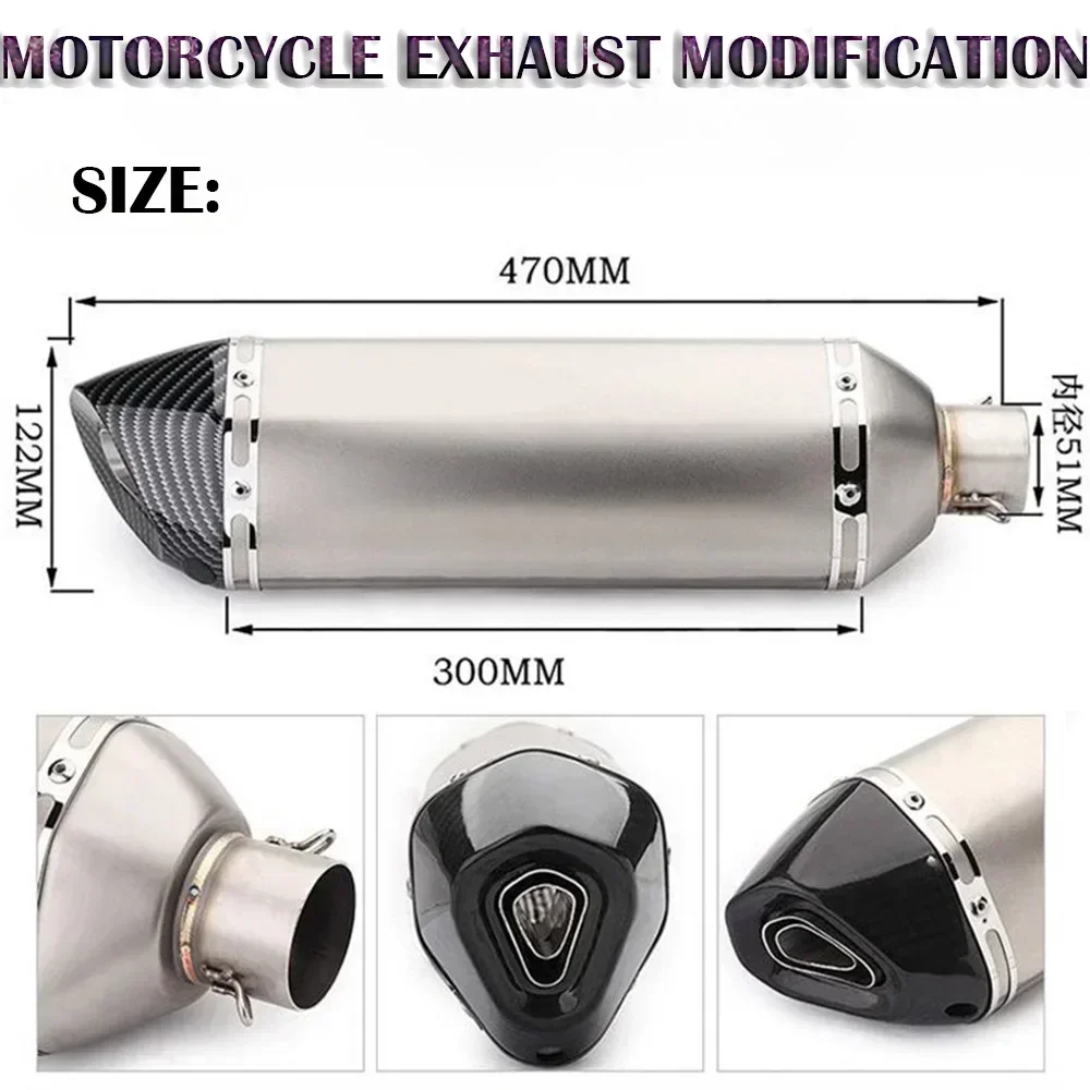 51mm General purpose motorcycle exhaust muffler Racing Escape ak Exhaust motorcycle for Yamaha R6 tmax 500 FZ6 CB400 er6n CB650