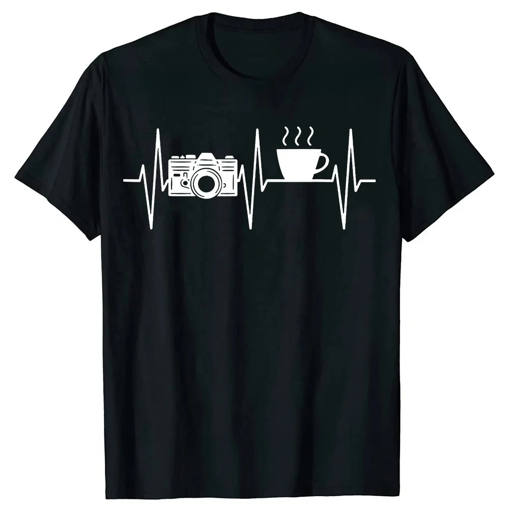 مصور مضحك القهوة عاشق كاميرا التصوير تي شيرت الصيف الجرافيك القطن الشارع الشهير الرجال تي شيرت عالي الجودة