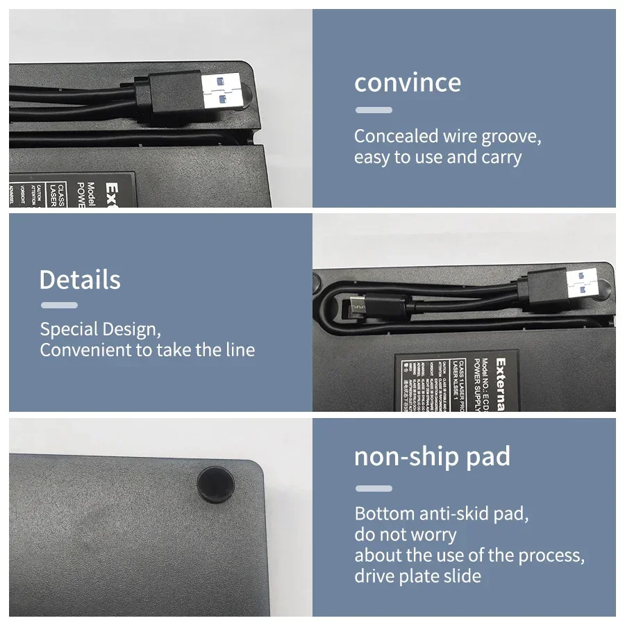 Unidade externa de cd dvd usb 3.0 tipo c 2-em-1 cd player blu ray queimador dvd rw cd gravador leitor DVD-ROM queimador para laptop desktop