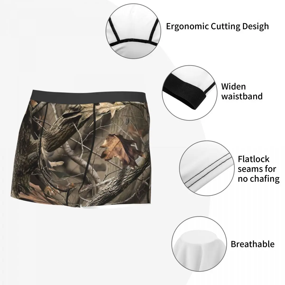 Real Tree Men Boxer Briefs Camo Camouflage Army Breathable Creative Underwear Top Quality Print Shorts Birthday Gifts