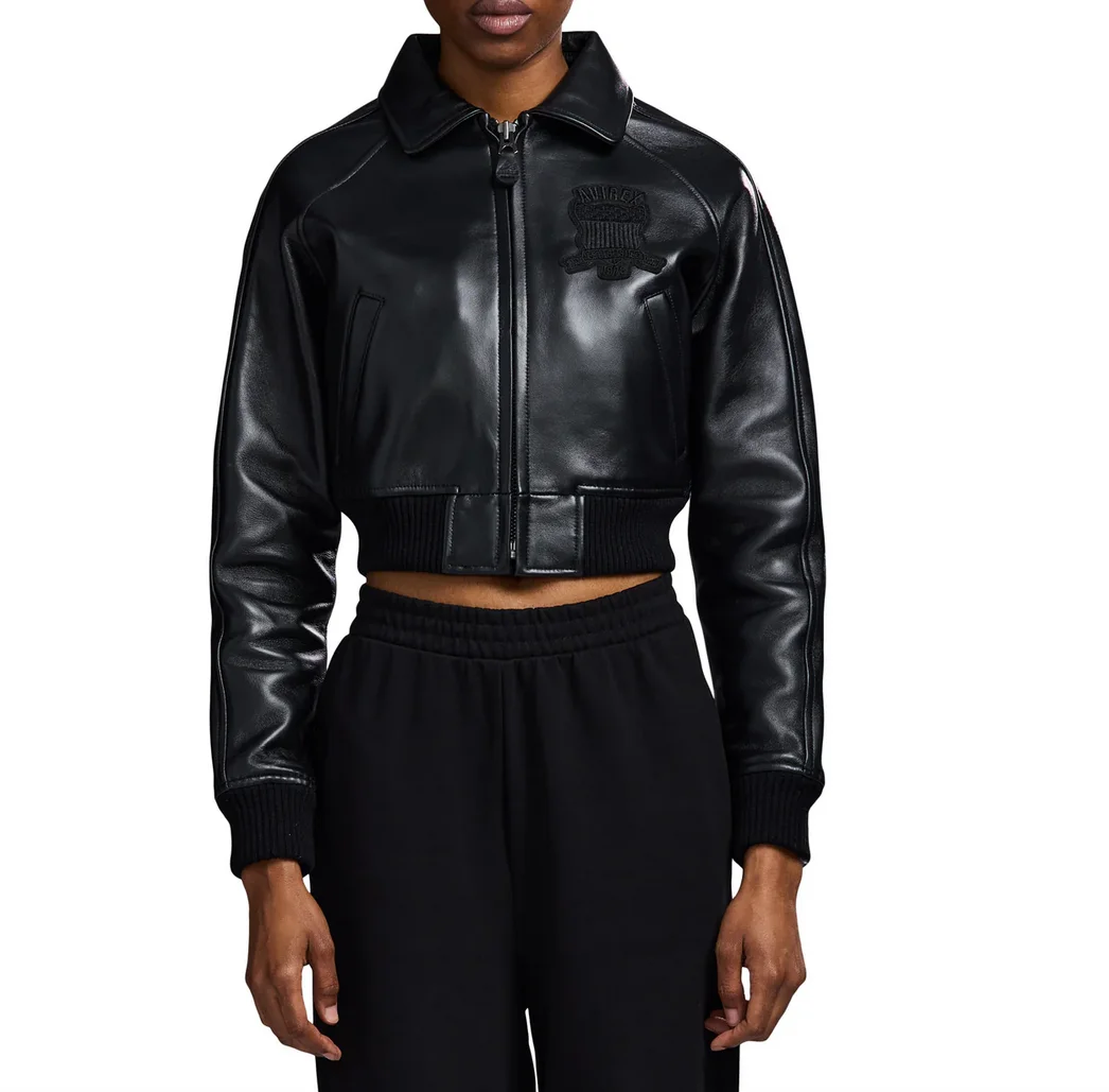 AVIREX 2025 nieuwe collectie dames Europese import lamsvacht jas top Amerikaanse maat klassieke korte lengte casual lederen jas top