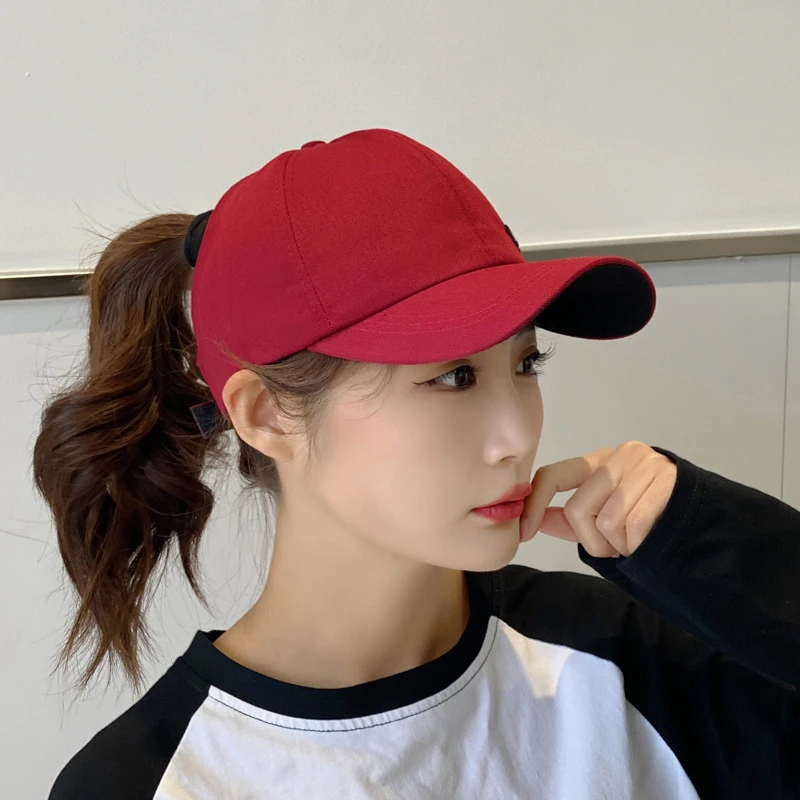 1PC Sun Hat With Ponytail Hole New High Ponytail Baseball Cap For Women Girls Summer Sports Cap Fashion Casual Solid Color Cap