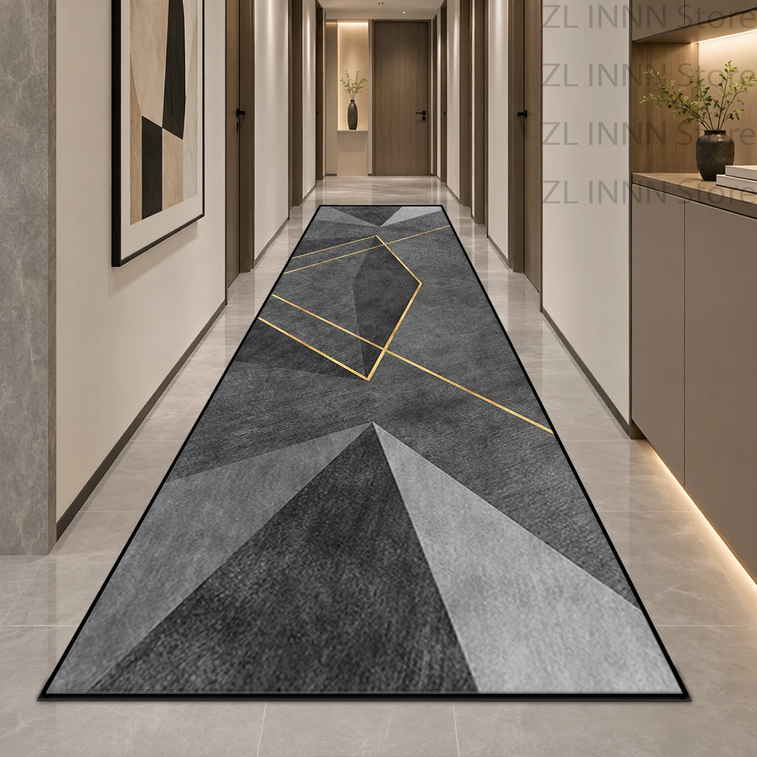 Modern Geometric Corridor Runner Rug Decoration Home Living Room Passageway Carpet Track Bedroom Anti Slip Soft Bedroom Long Mat