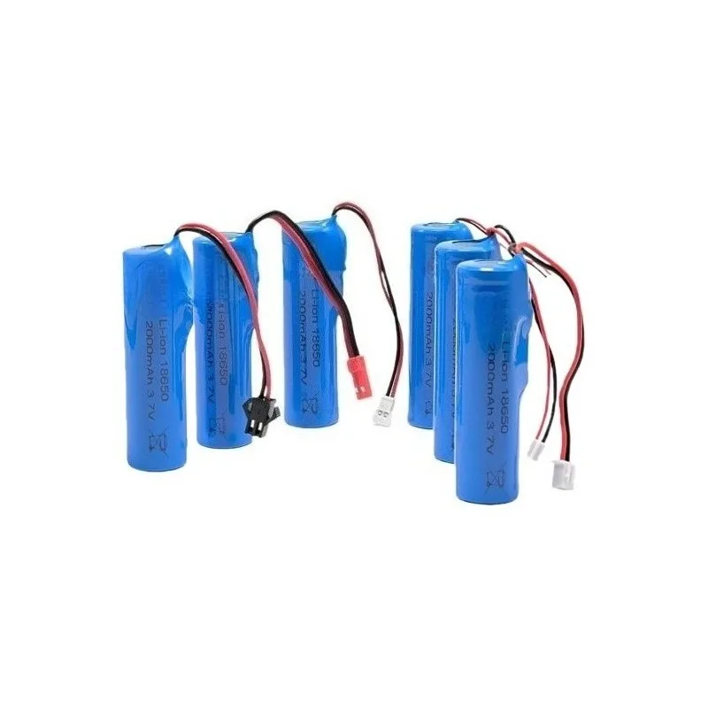 3.7V 2000mAh High Capacity 18650 Rechargeable Li-Ion Battery with Multi-Connectors for Toys Speakers Lighting Security Devices