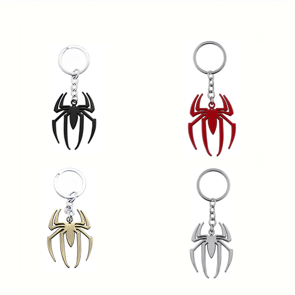 A single piece of spider alloy keychain in punk style, suitable for hanging from car interiors or as a pendant