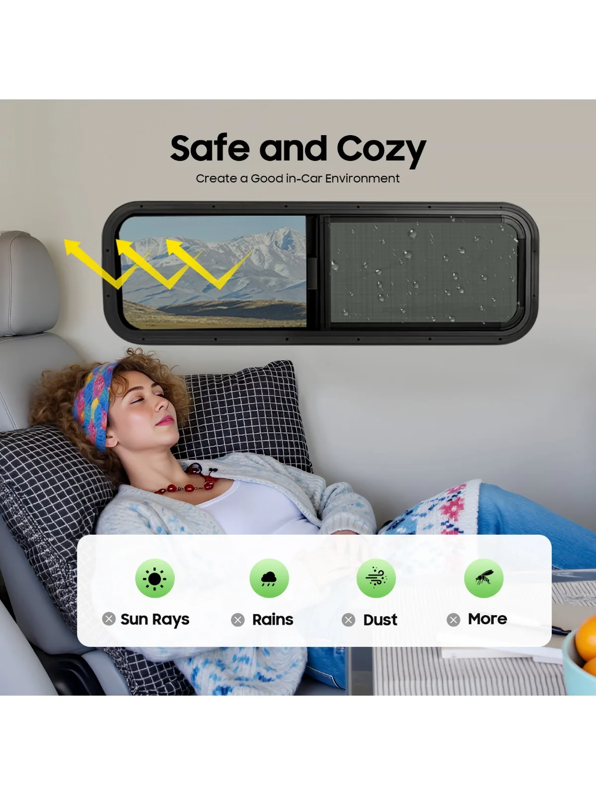 Protection contre les insectes pour fenêtre coulissante latérale de caravane, 900x300 Mm, avec anneau de garniture de montage pour remorque universelle de camping-car