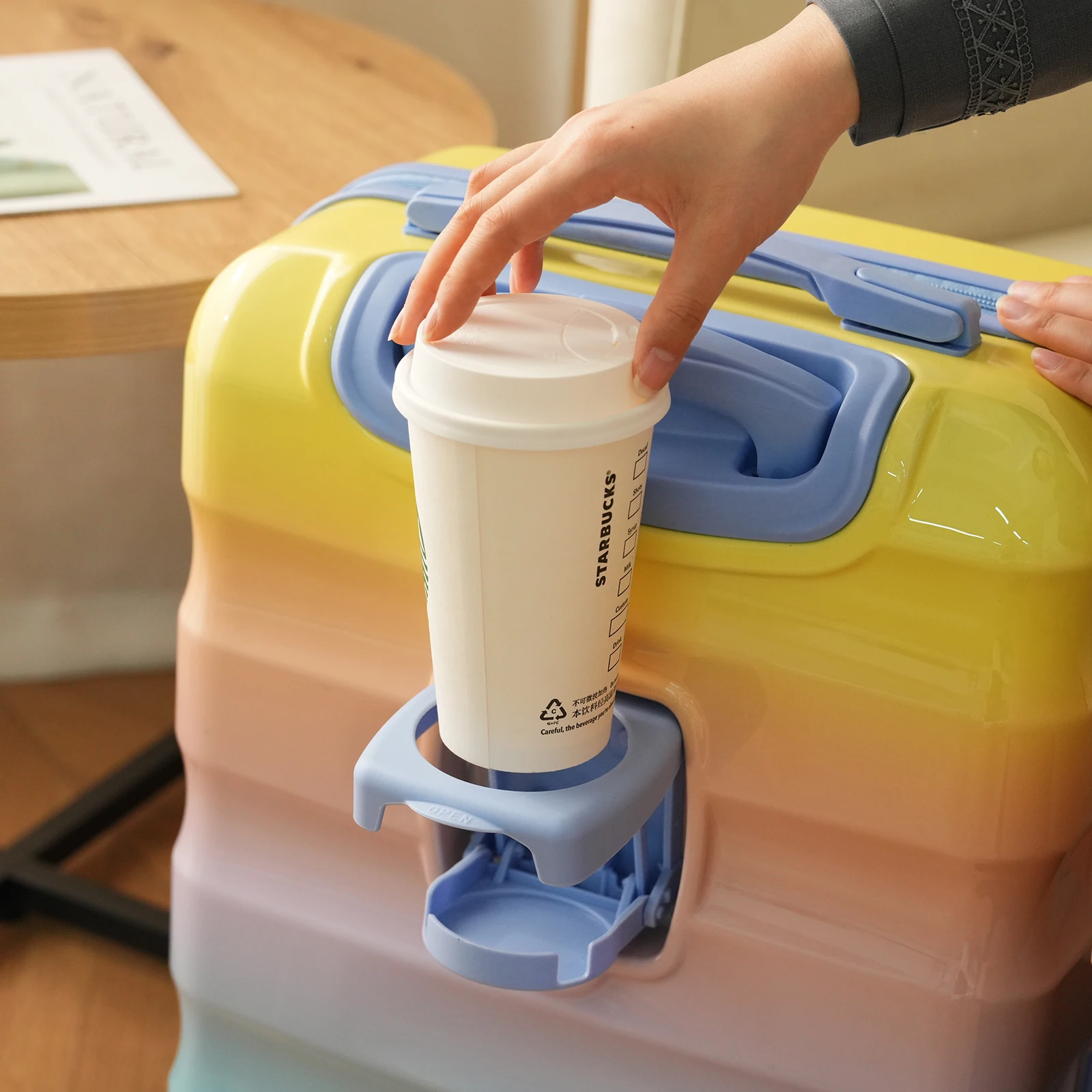 20" Carry-on Luggage with Cup Holder – Lightweight Glossy Hardshell Suitcases with Spinner Wheels, TSA Lock,2 Piece Set