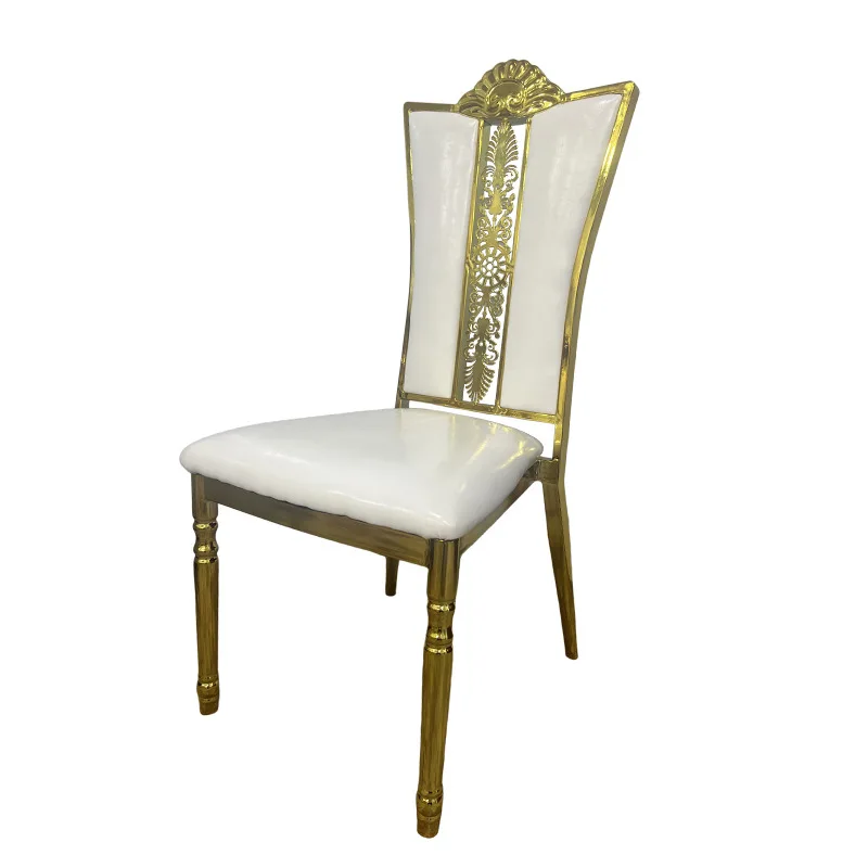 

Modern luxury design hotel event stainless steel banquet dining chair gold wedding chair for sale