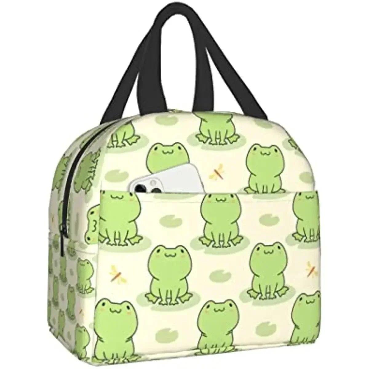 

Funny Cute Frog Animal Lunch Box Bag Reusable Insulated Lunch Tote with Handle for Work Outdoor Travel