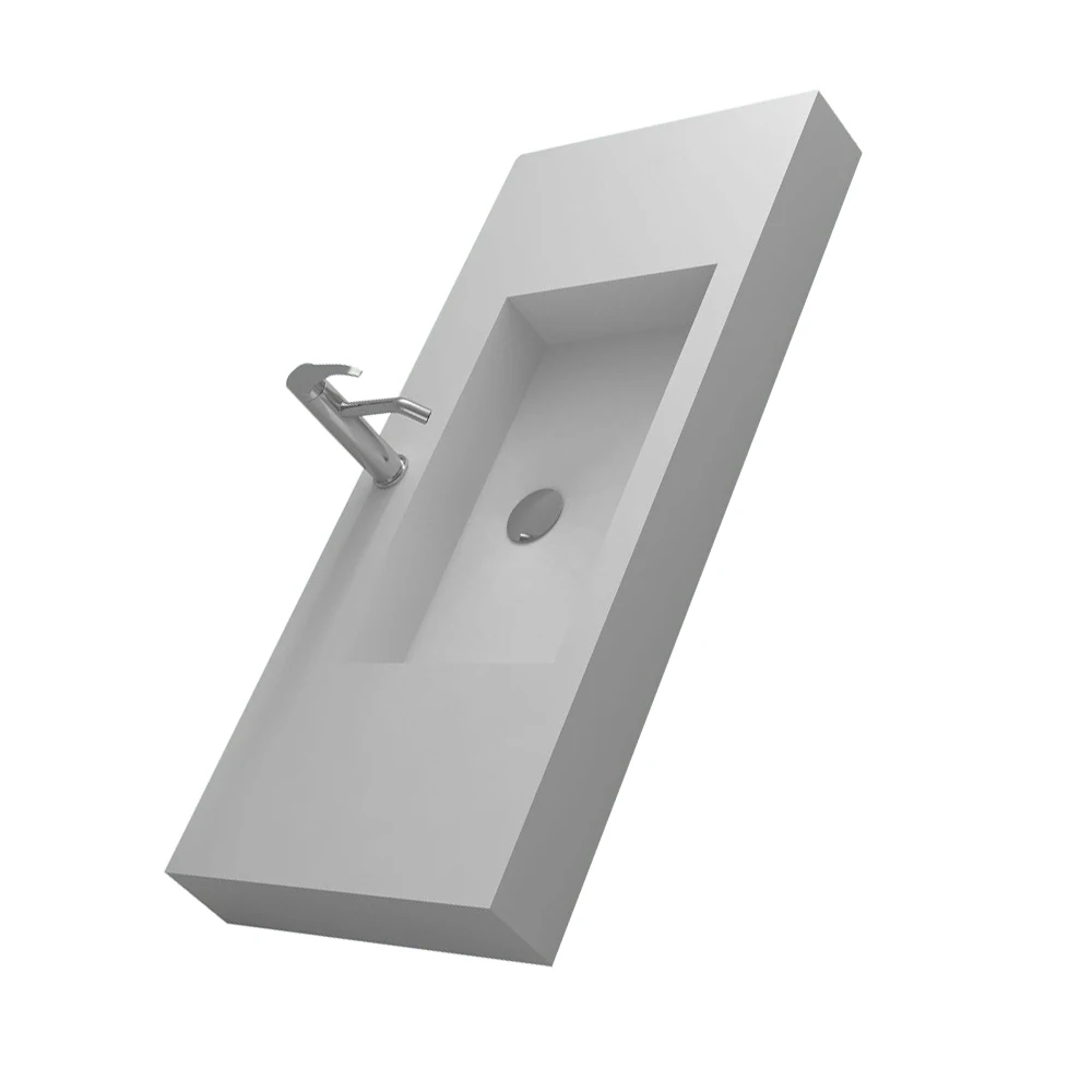 1200mm Bathroom Rectangular Wall Hung Vanity  Corian Vessel Sink Matt Solid Surface Stone Wash Basin RS38433A