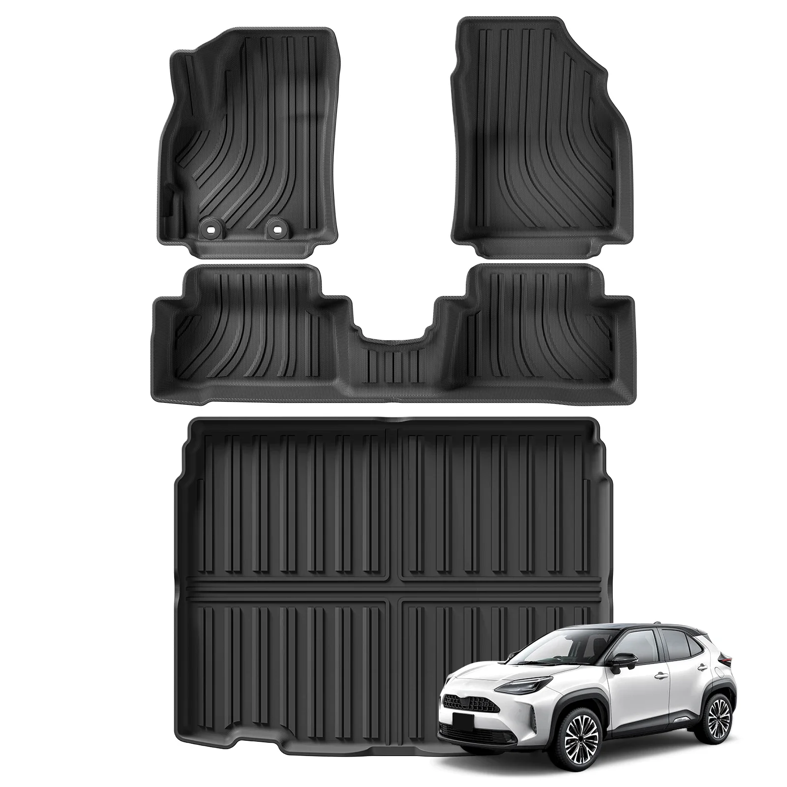 LUCKEASY for Toyota Yaris Cross 2022-2024 Car Floor Mats TPE Wear-resistant Foot Pad Cargo Liner Trunk Mat Car Accessories