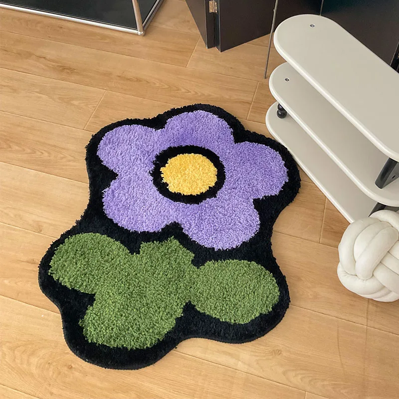 

Tufting Floral Bathroom Mat Bedroom Rug Living Room Carpet Bathmat Anti Slip Floor Pad Doormat Kawaii Aesthetic Home Decor