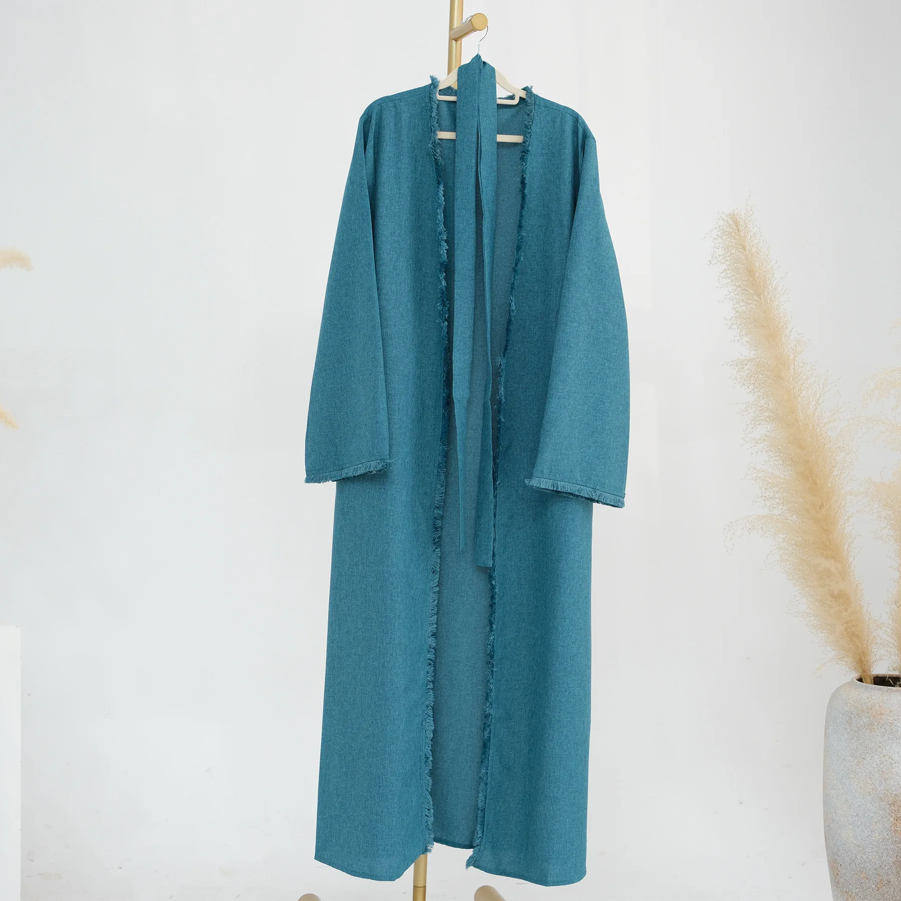 New Dubai Muslim kaftan Abayas Women Dress Tassel Open Kimono Long Coat Jalabiya Modest Islam Clothing Saudi Robe Turkish Arabic
