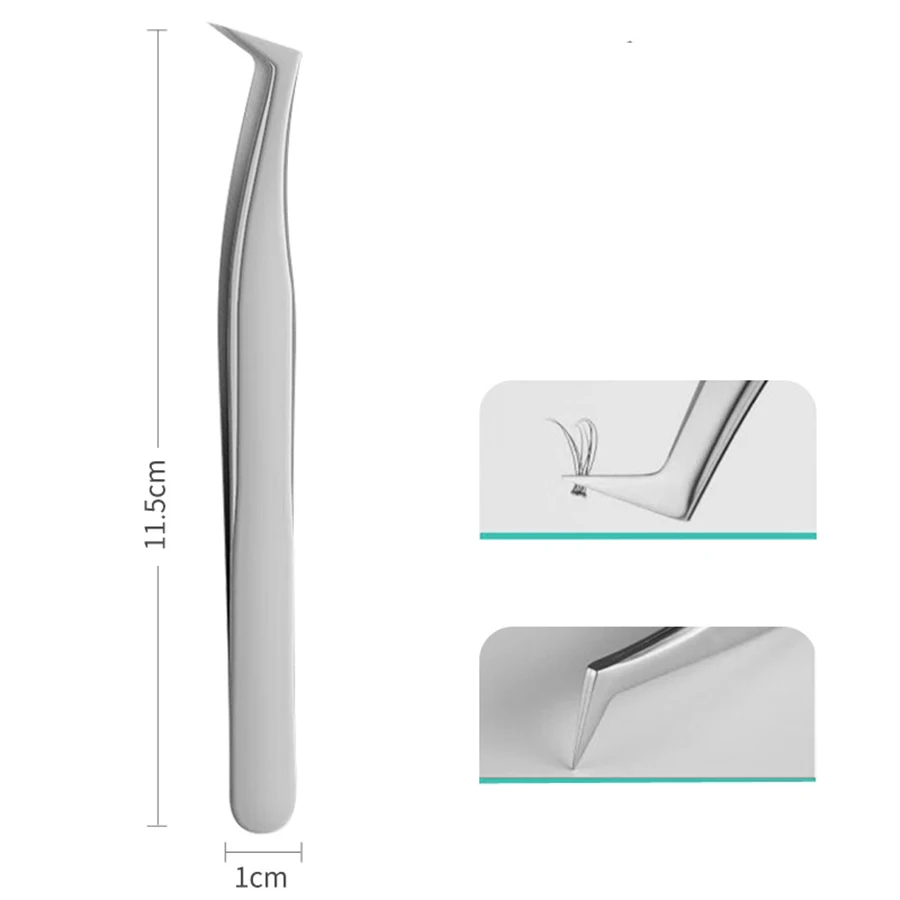 7pcs High Precision Stainless Steel Eyelash Extension Tweezers - Straight Or Curved Tip For Perfect Application - Ideal For Make