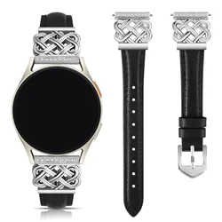 Leather strap compatible with Samsung Galaxy Watch 7/6/5/4 Classic strap 40/42/44/43/45/46/47mm Active 2, 20mm strap for women