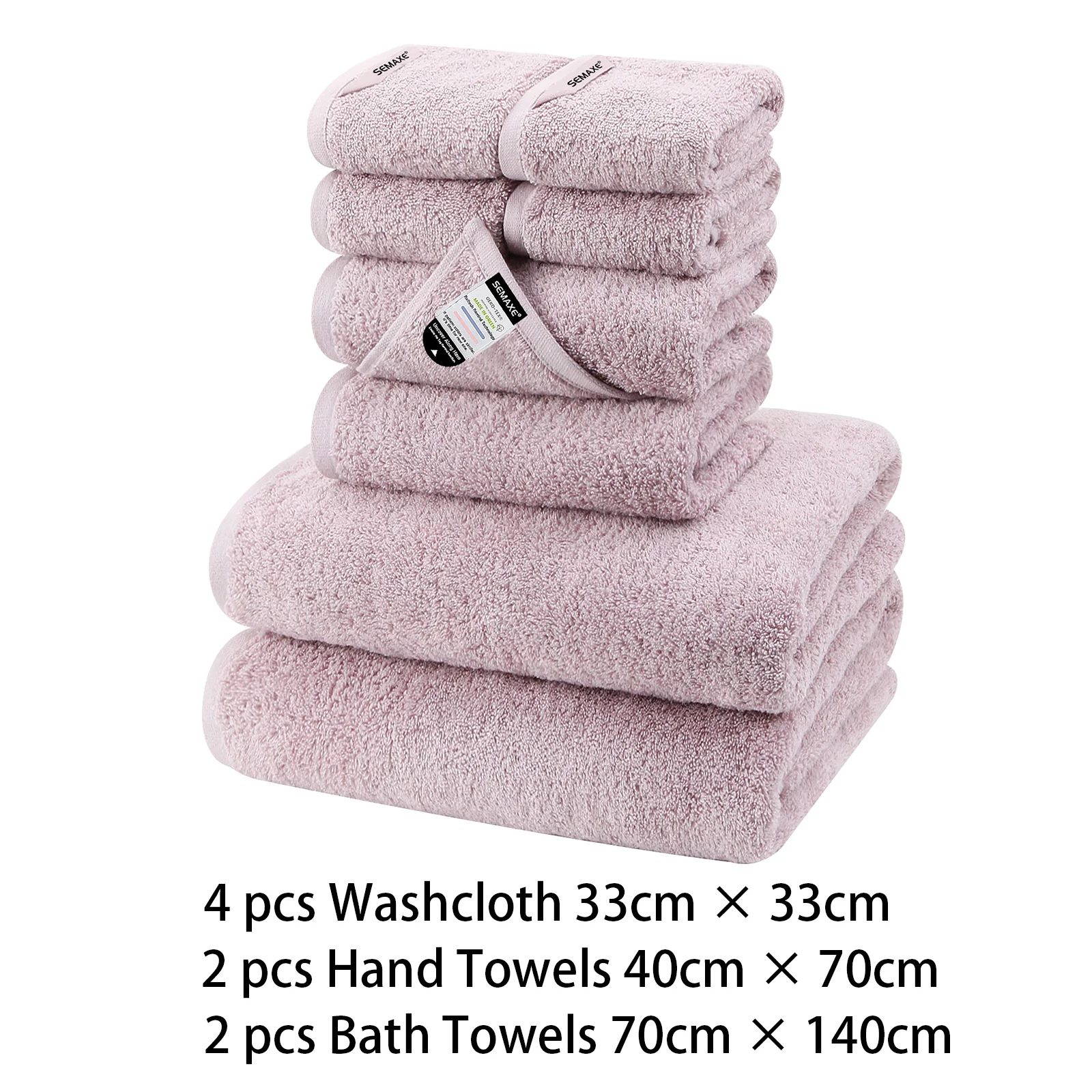

SEMAXE 8pc Face/Hand/Bath Washcloths Towel Set 100% Cotton Complete [550GSM] for Home Hotel Bathroom Combo with Hanging Loops