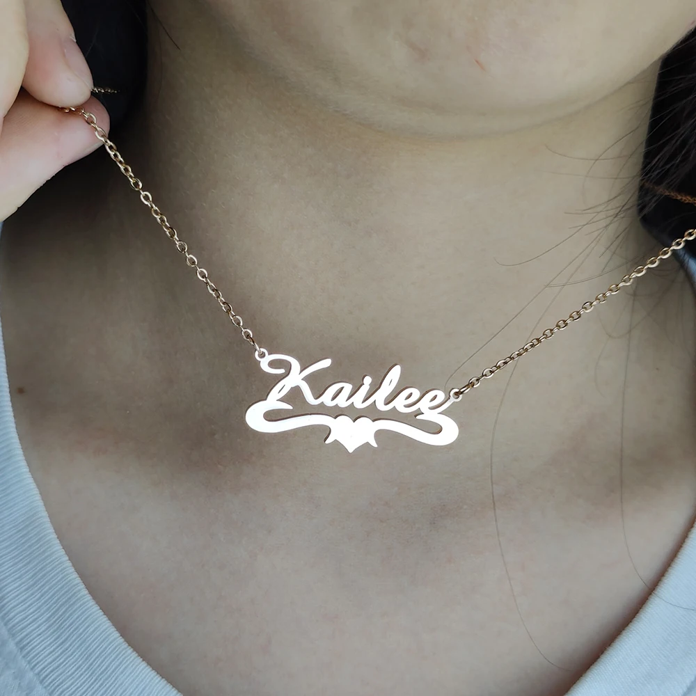 Benutzerdefinierte Namenskette für Frauen, personalisierter kursiver Buchstabenanhänger, Edelstahlschmuck, Herrenkette, Halsband, personalisierbar – Detail 13