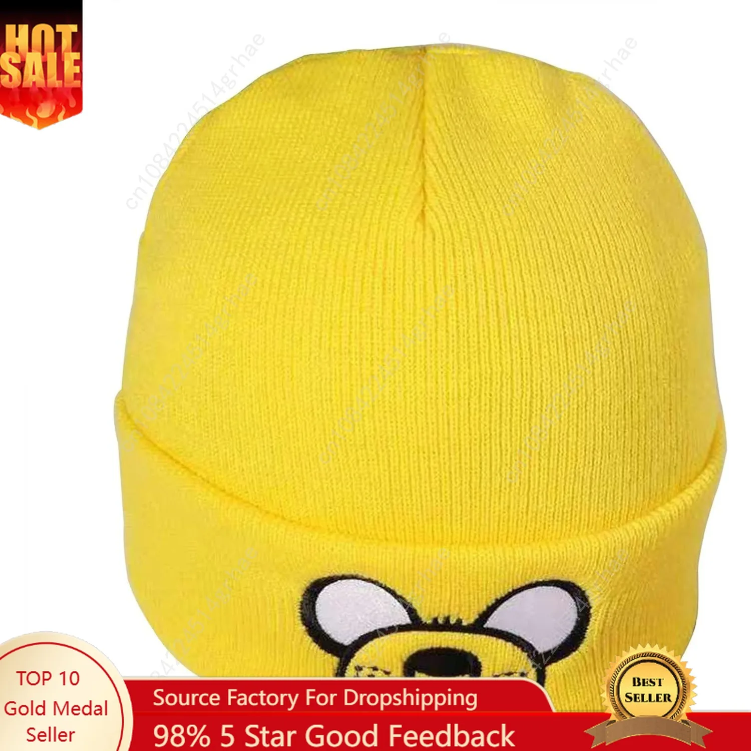 

Beanie for Men Women, Unisex Cuffed Yellow Beanies Embroidered Winter Beanies Hats Cartoon Designed Warm Skull Knit Hat Hallowee